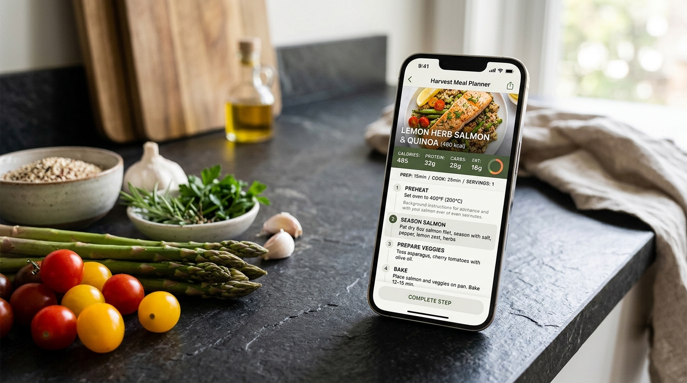PlansMeal Mobil Arayüz ve Yemek Planlama Görseli